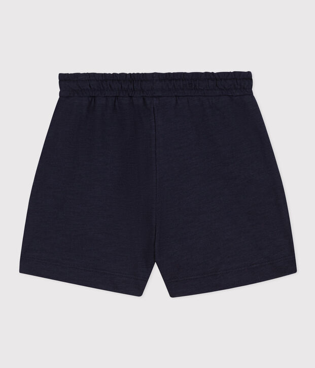 Short en jersey flamm&eacute; enfant fille bleu marine