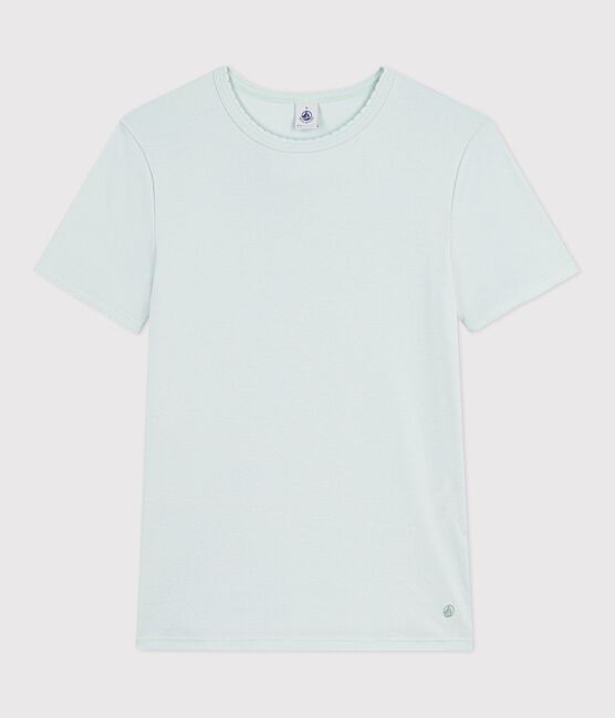 Tee-shirt femme en coton manches courtes uni bleu SPRAY