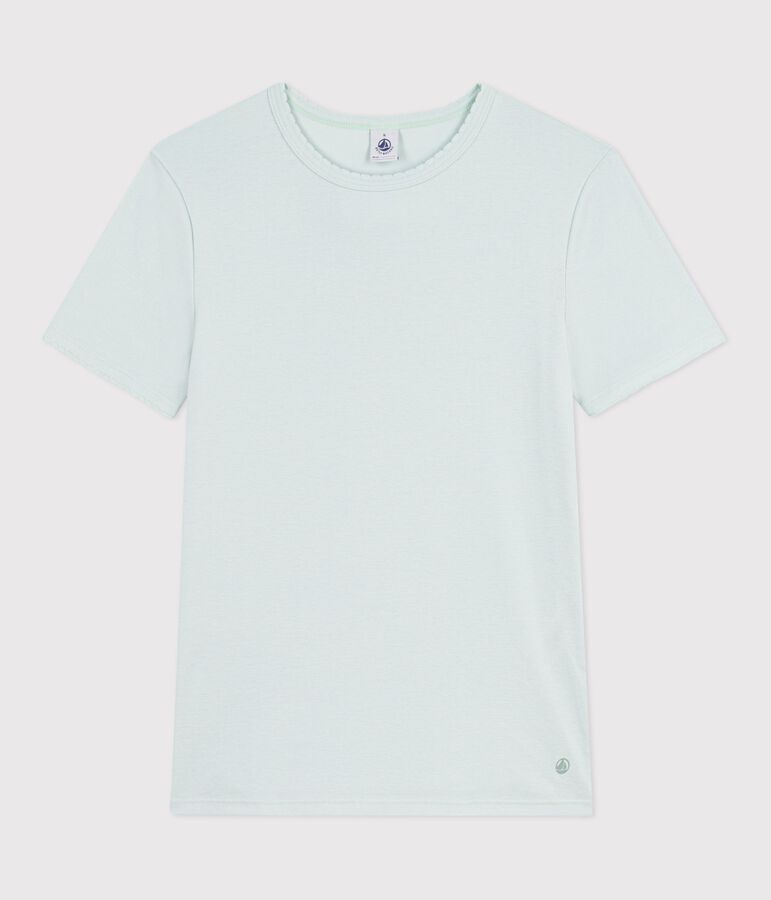 Tee-shirt femme en coton manches courtes uni bleu SPRAY