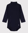 Body manches longues bébé col roulé en coton bleu SMOKING
