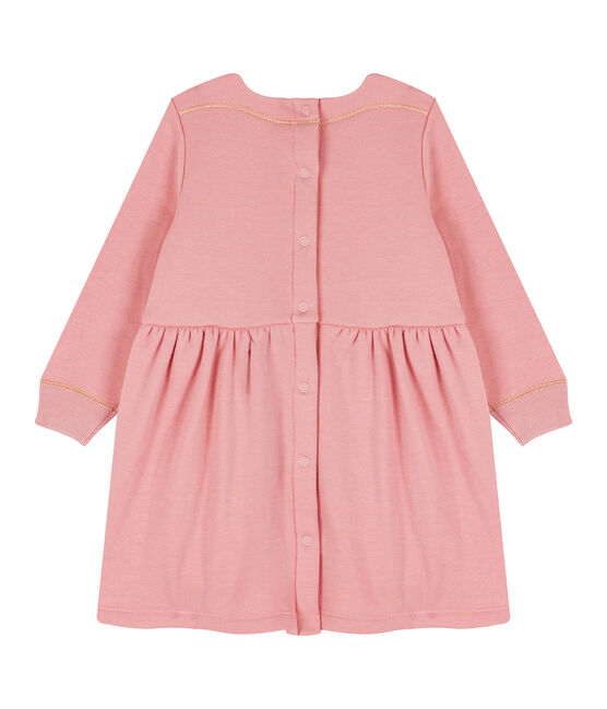 Robe manches longues bébé fille en maille velours rose CHARME CN