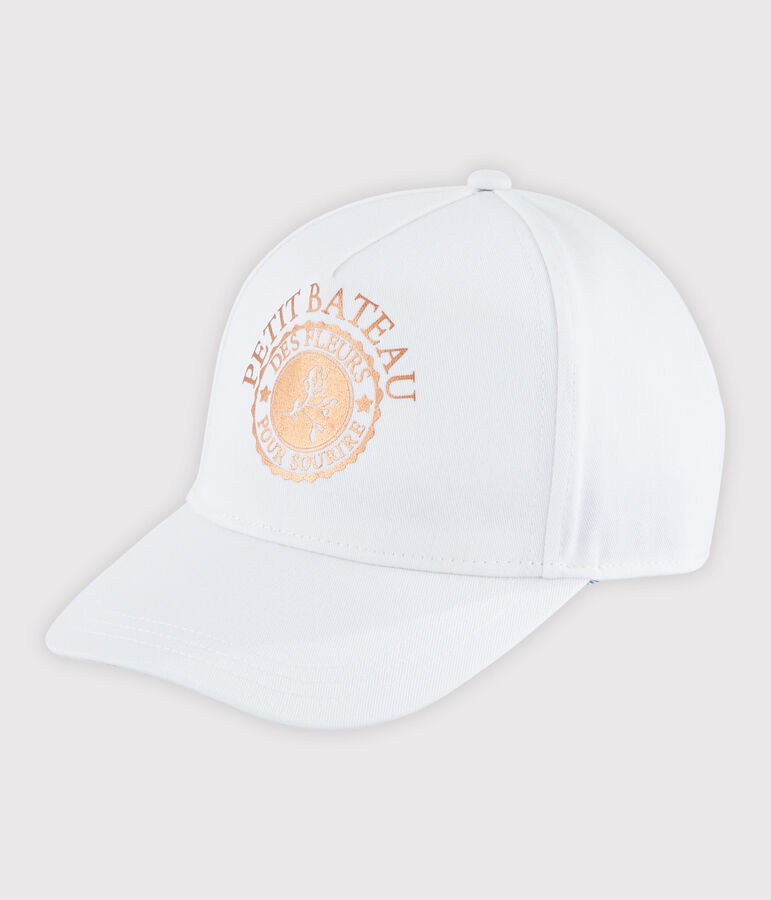 Casquette en twill enfant fille blanc MARSHMALLOW