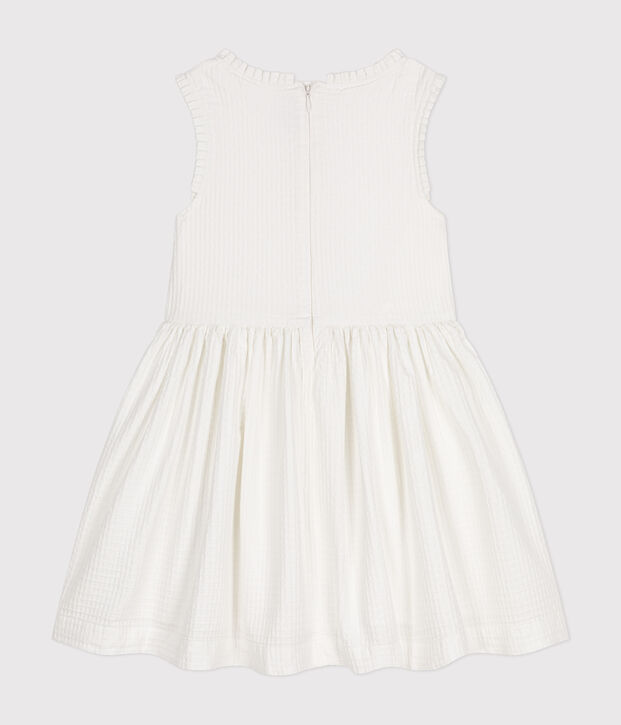 Robe sans manche en coton fa&ccedil;onn&eacute; enfant fille blanc