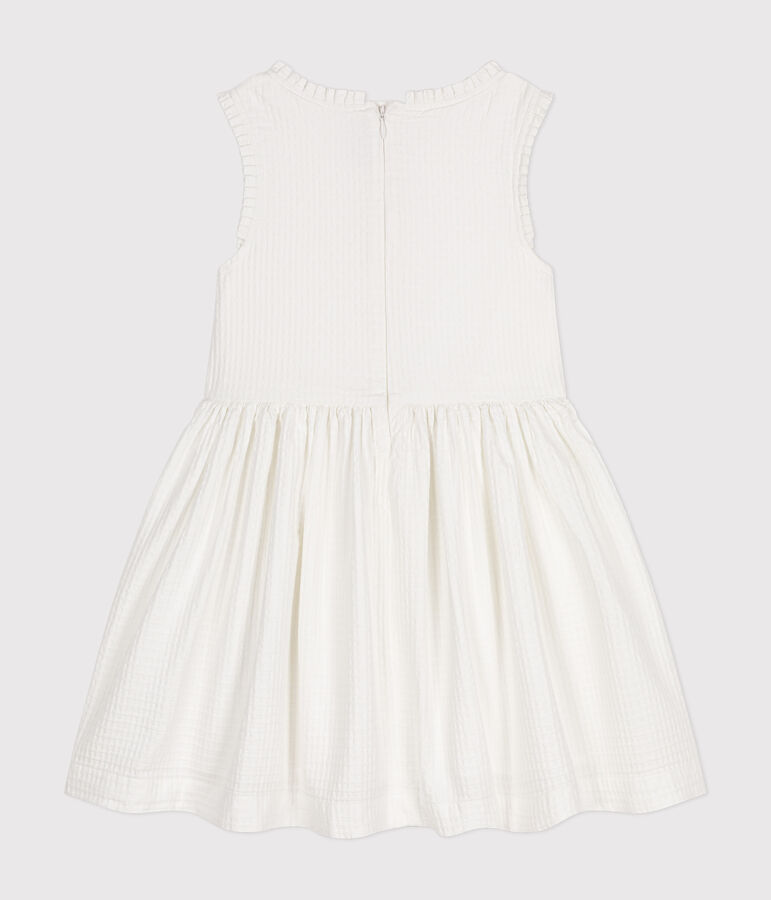Robe sans manche en coton fa&ccedil;onn&eacute; enfant fille blanc