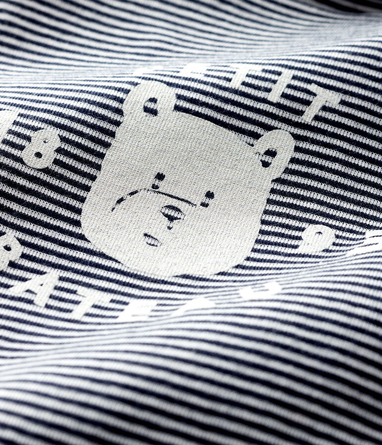 Body manches longues col roul&eacute; b&eacute;b&eacute; bleu/blanc