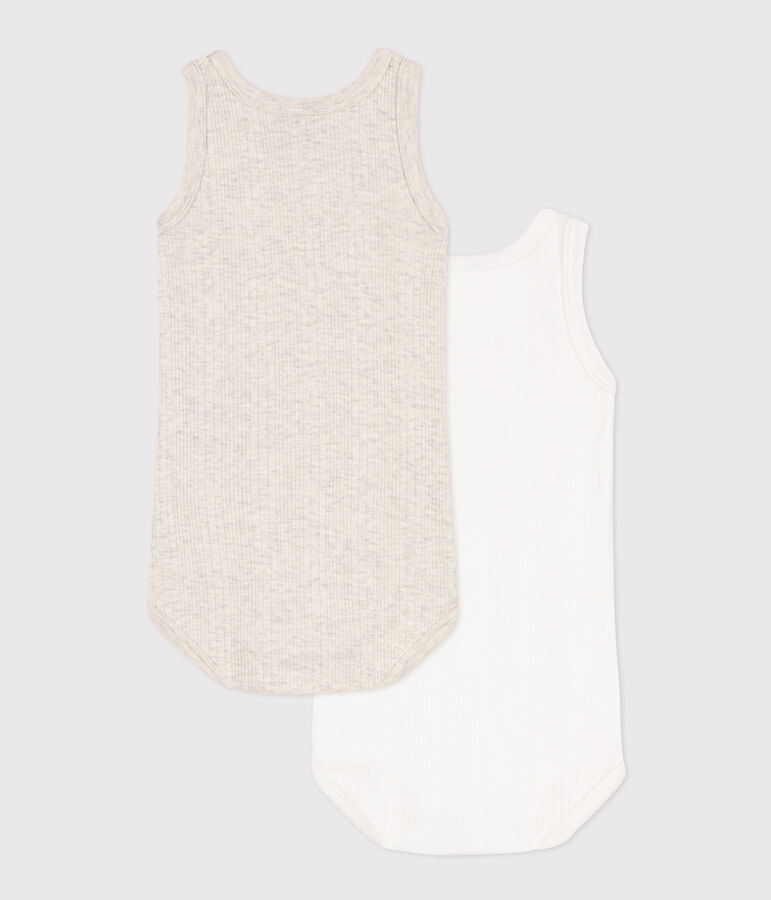 Lot de 2 bodies debardeurs c&ocirc;te d&eacute;saiguill&eacute;e en coton multicouleur