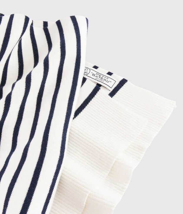 Echarpe ray&eacute;e en coton Femme/Homme blanc/bleu