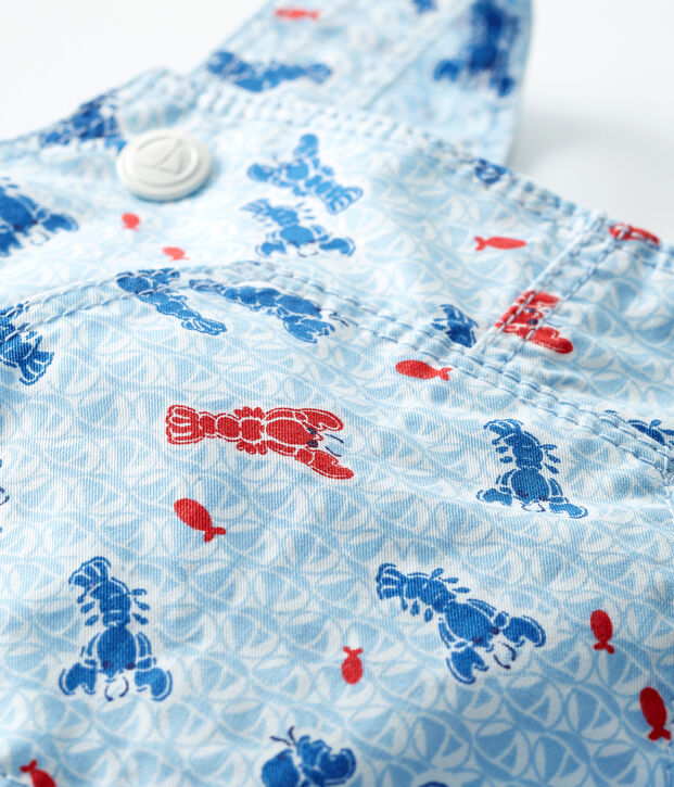 Salopette courte imprim&eacute;e b&eacute;b&eacute; gar&ccedil;on blanc/multicouleur