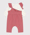 Ensemble salopette en molleton et tee-shirt en coton bébé rose ROSEWOOD/ MULTICO