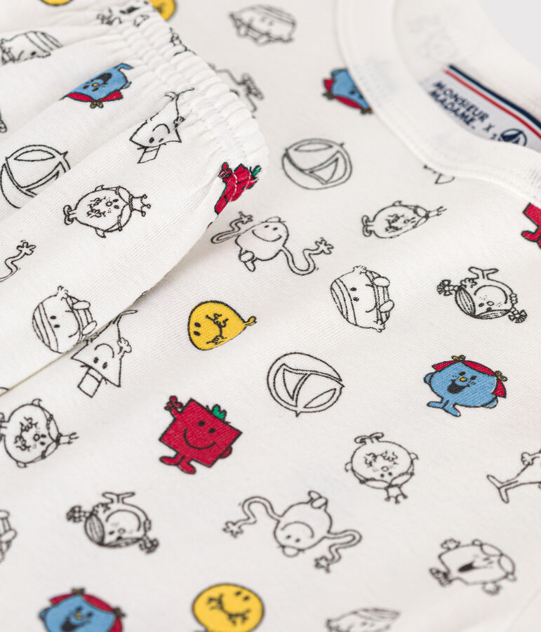 Pyjacourt Monsieur Madame en coton enfant blanc MARSHMALLOW/blanc MULTICO