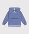 Sweatshirt rayé à capuche en bouclette éponge enfant bleu SURF/ AVALANCHE