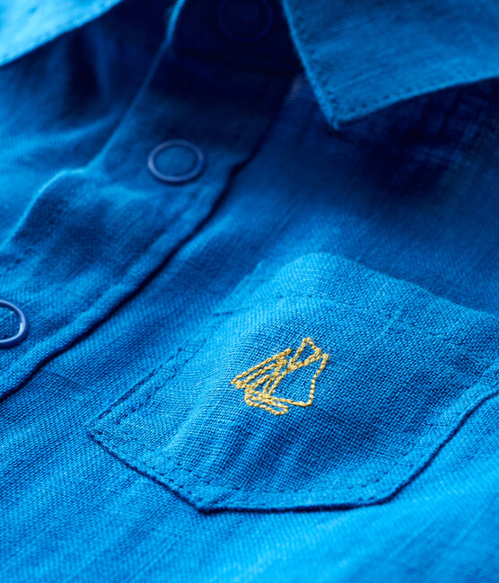 Chemise manches courtes bébé garçon en lin bleu RIYADH