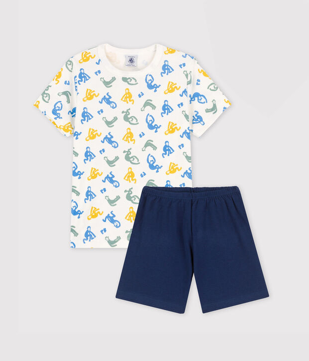 Pyjacourt singes petit gar&ccedil;on en coton blanc/multicouleur