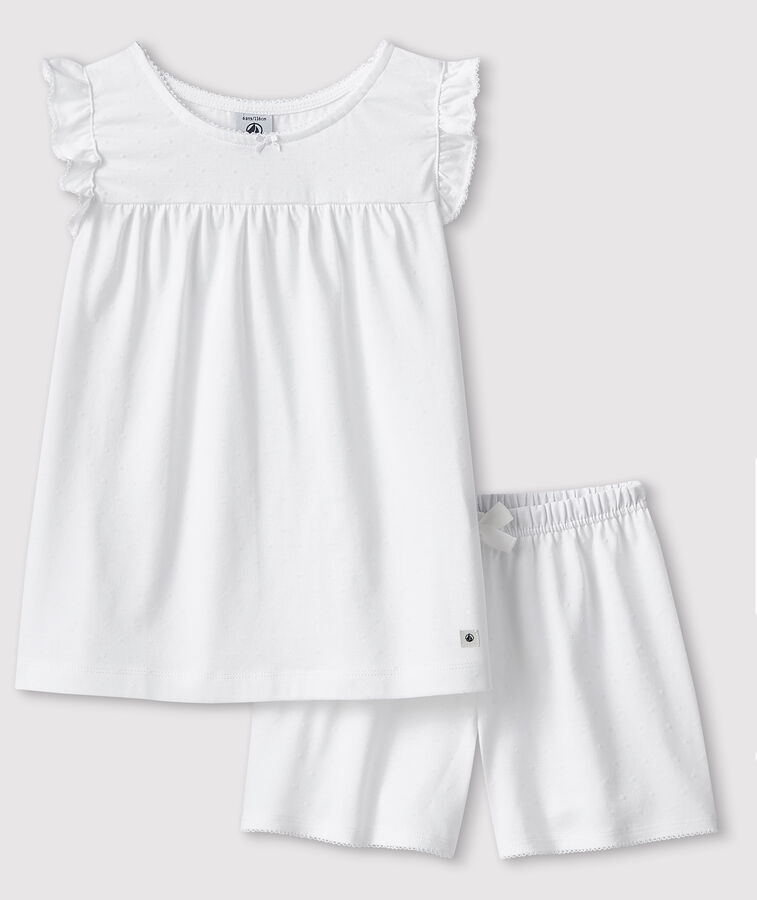 Pyjacourt blanc petite fille en coton fin blanc ECUME