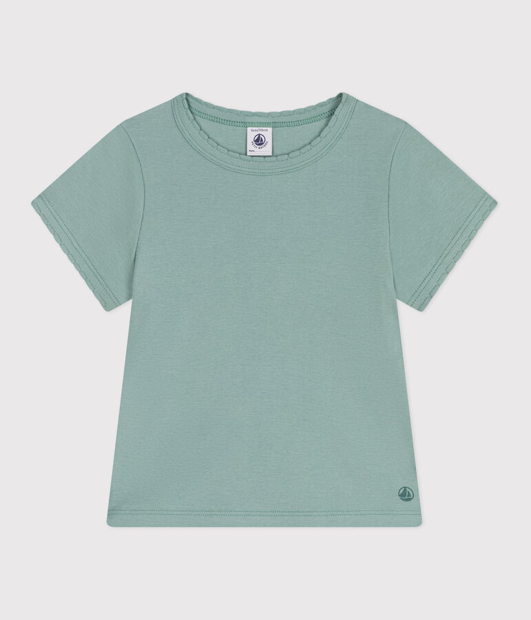 Teeshirt enfant en coton manches courtes uni vert PAUL