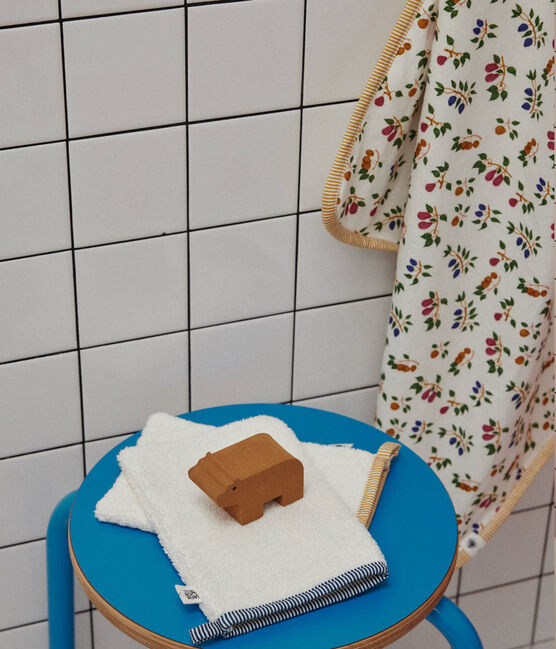 Carré de bain et gant bébé imprimés fruits MARSHMALLOW/ BOUDOR/ MULTICO