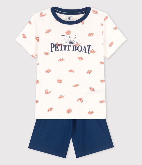 Pyjacourt crabes petit garçon en coton blanc MARSHMALLOW/blanc MULTICO