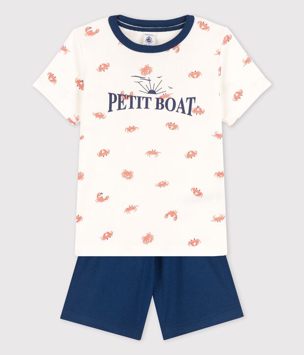 Pyjacourt crabes petit gar&ccedil;on en coton blanc/multicouleur