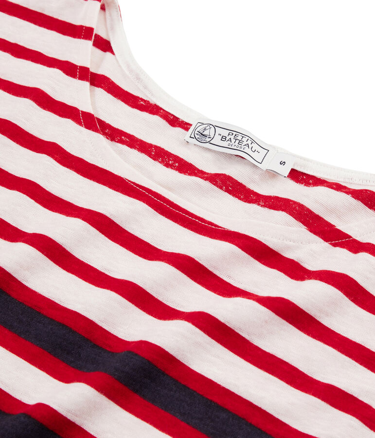 Tee shirt lin femme blanc/rouge/bleu