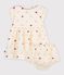 Robe b&eacute;b&eacute; en coton manches courtes imprim&eacute;e c&oelig;urs &eacute;cru/multicouleur