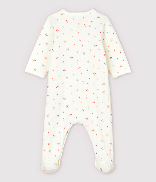 Bodyjama cerises b&eacute;b&eacute; en tubique en coton biologique blanc/multicouleur