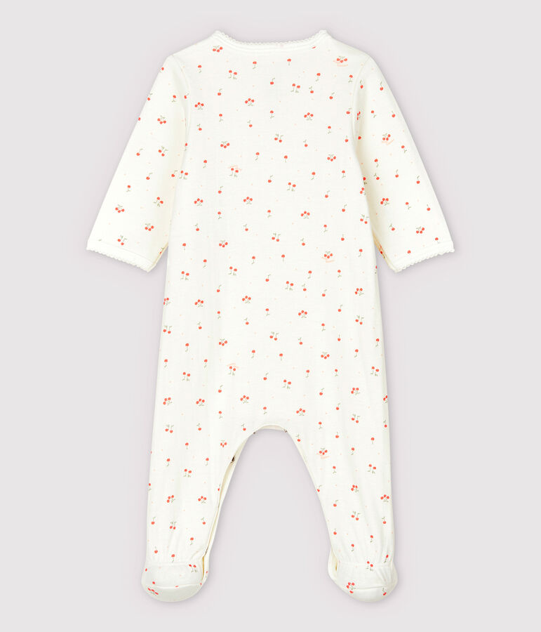 Bodyjama cerises b&eacute;b&eacute; en tubique en coton biologique blanc MARSHMALLOW/blanc MULTICO