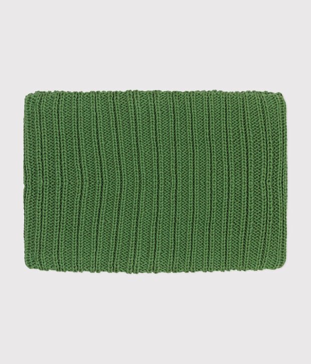 Snood en tricot doubl&eacute; en polaire enfant vert