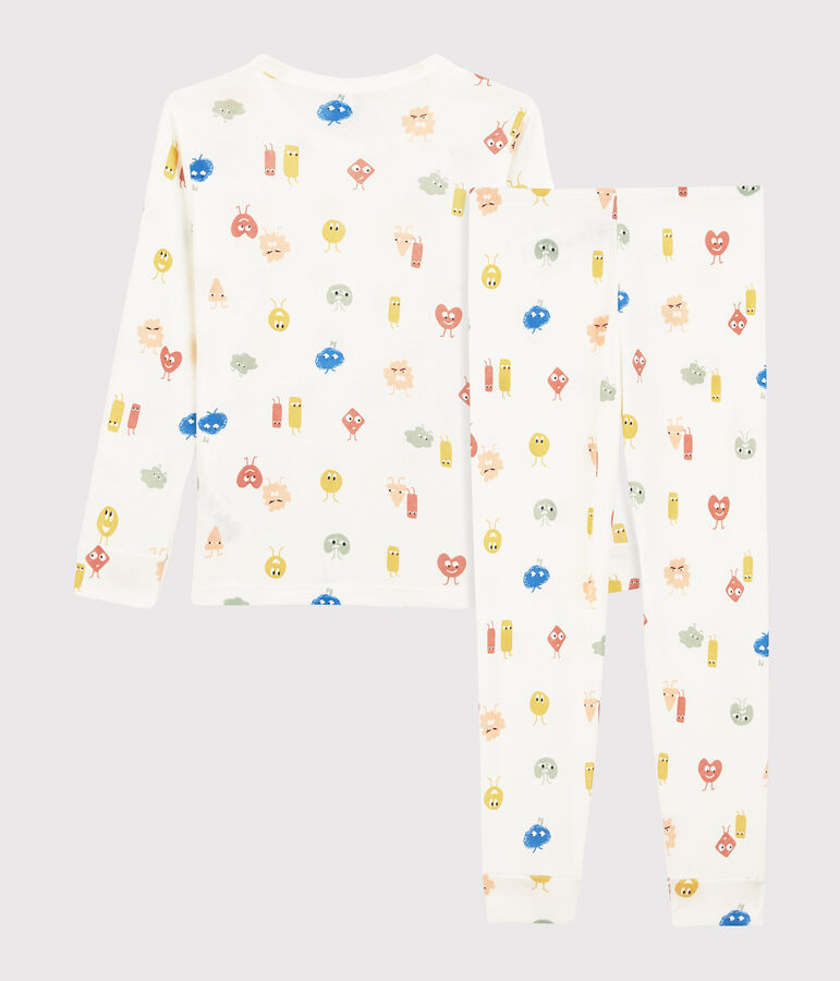 Pyjama &eacute;motions en coton lyocell enfant blanc/multicouleur