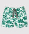 Short de bain en matière recyclée bébé blanc MARSHMALLOW/vert GAZON