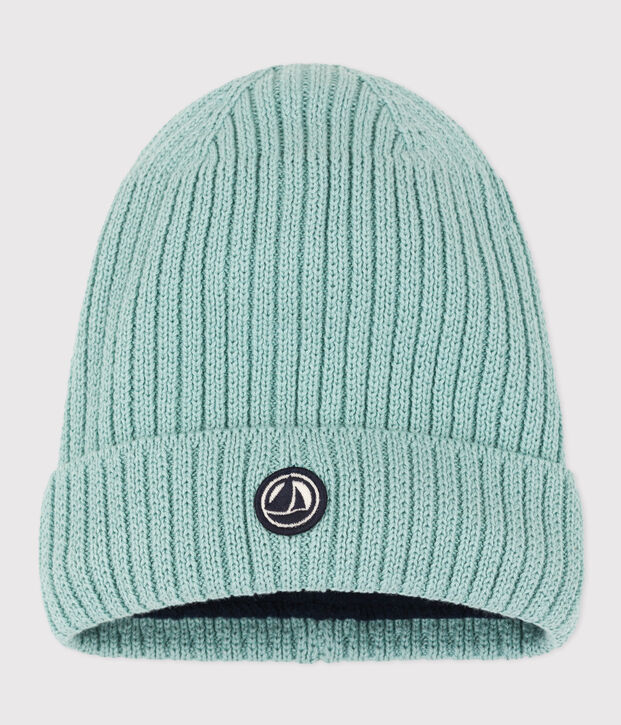 Bonnet en tricot doubl&eacute; en polaire enfant gar&ccedil;on-fille vert