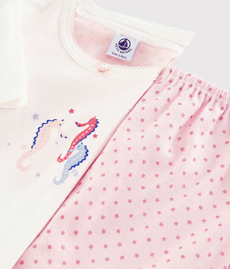 Pyjacourt hippocampes petite fille en coton blanc MARSHMALLOW/rose GRETEL