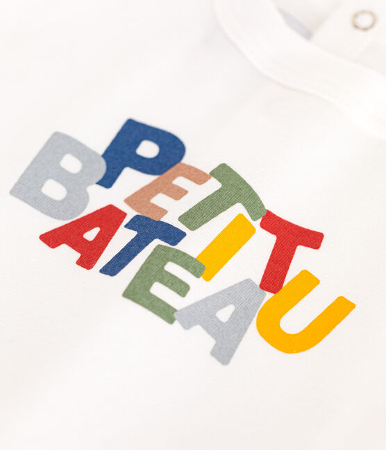 Tee-shirt manches courtes en jersey fin bébé blanc MARSHMALLOW