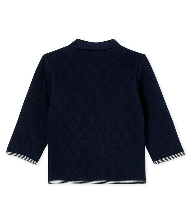 Cardigan b&eacute;b&eacute; gar&ccedil;on en tubique matelass&eacute; bleu