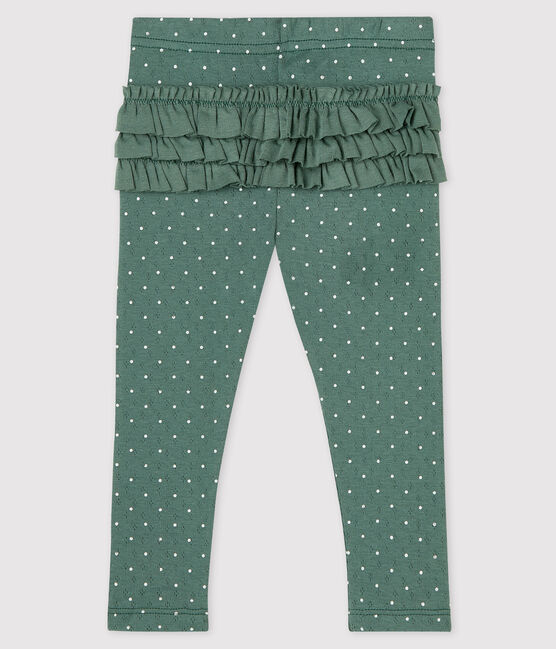 Legging imprimée en coton bébé fille vert VALLEE/blanc MARSHMALLOW