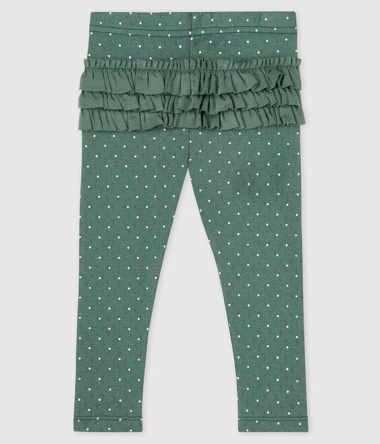 Legging imprim&eacute;e en coton b&eacute;b&eacute; fille vert VALLEE/blanc MARSHMALLOW
