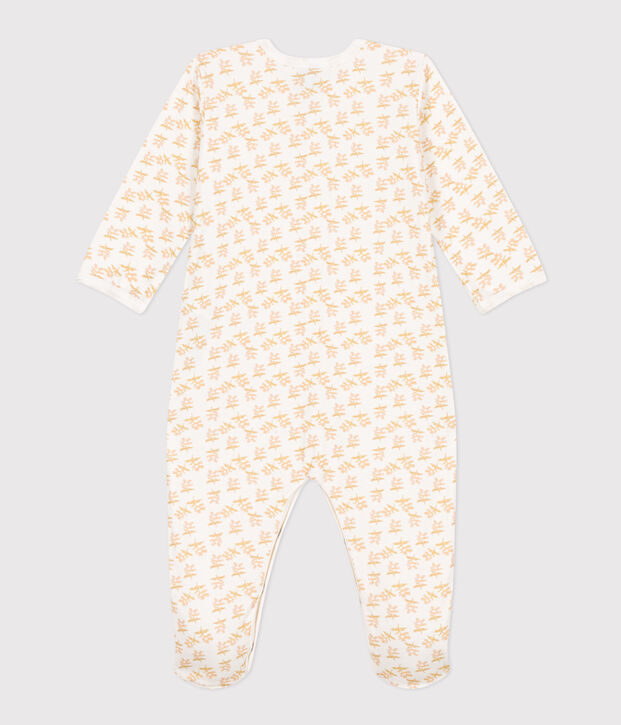 Pyjama b&eacute;b&eacute; fleurs en tubique blanc/multicouleur