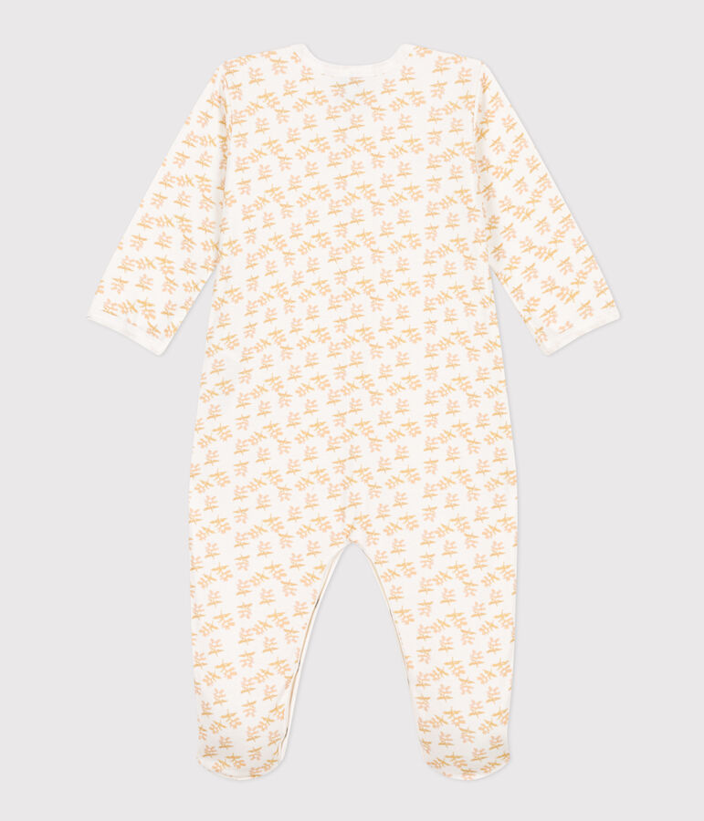 Pyjama b&eacute;b&eacute; fleurs en tubique blanc MARSHMALLOW/blanc MULTICO