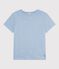 Tee-shirt femme en coton manches courtes uni bleu