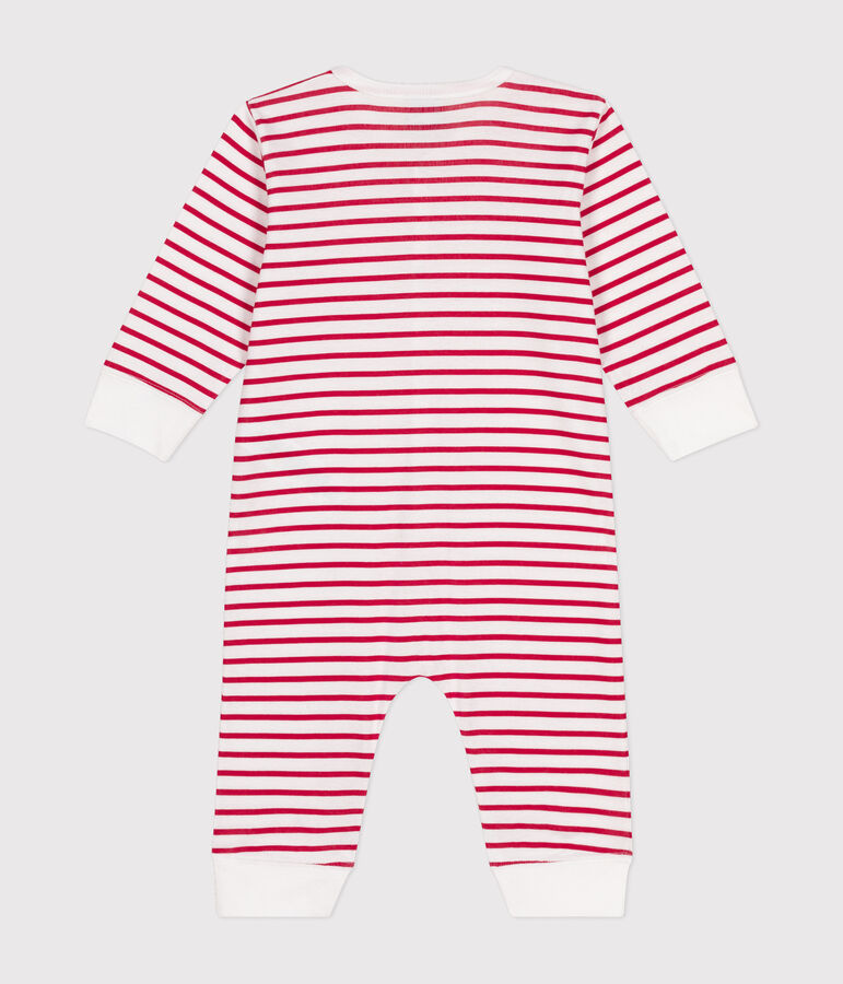 Pyjama sans pieds en coton b&eacute;b&eacute; blanc ECUME/rouge TERKUIT