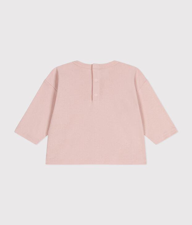 Tee-shirt manches longues en coton b&eacute;b&eacute; rose
