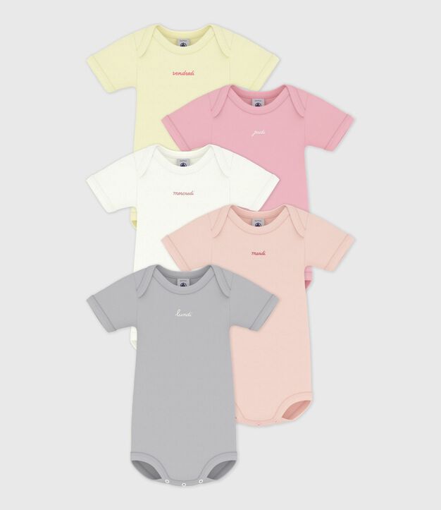 Lot de bodies manches courtes en coton uni b&eacute;b&eacute; multicouleur