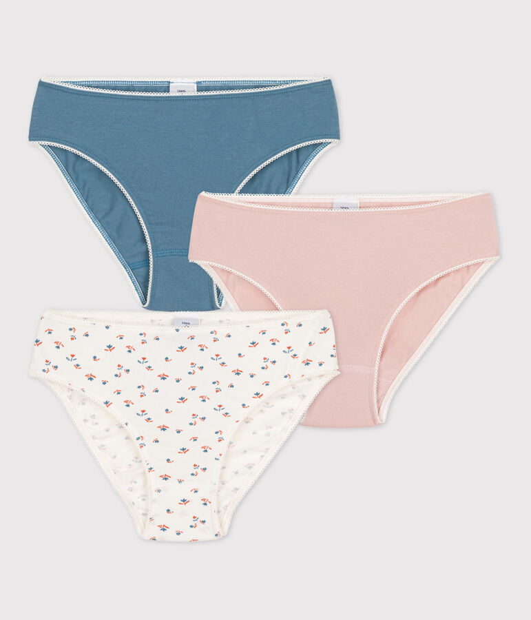 Lot de 3 culottes fleur fille en coton et &eacute;lasthanne variante 1