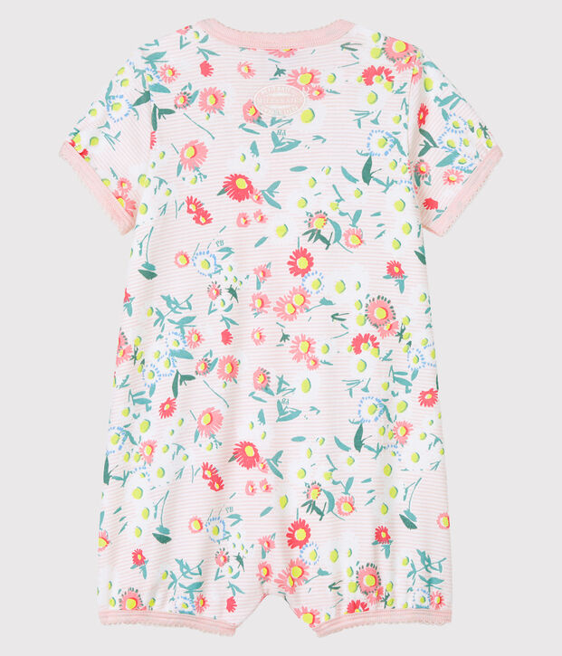 Combicourt milleraies rose b&eacute;b&eacute; fille en c&ocirc;te blanc/multicouleur