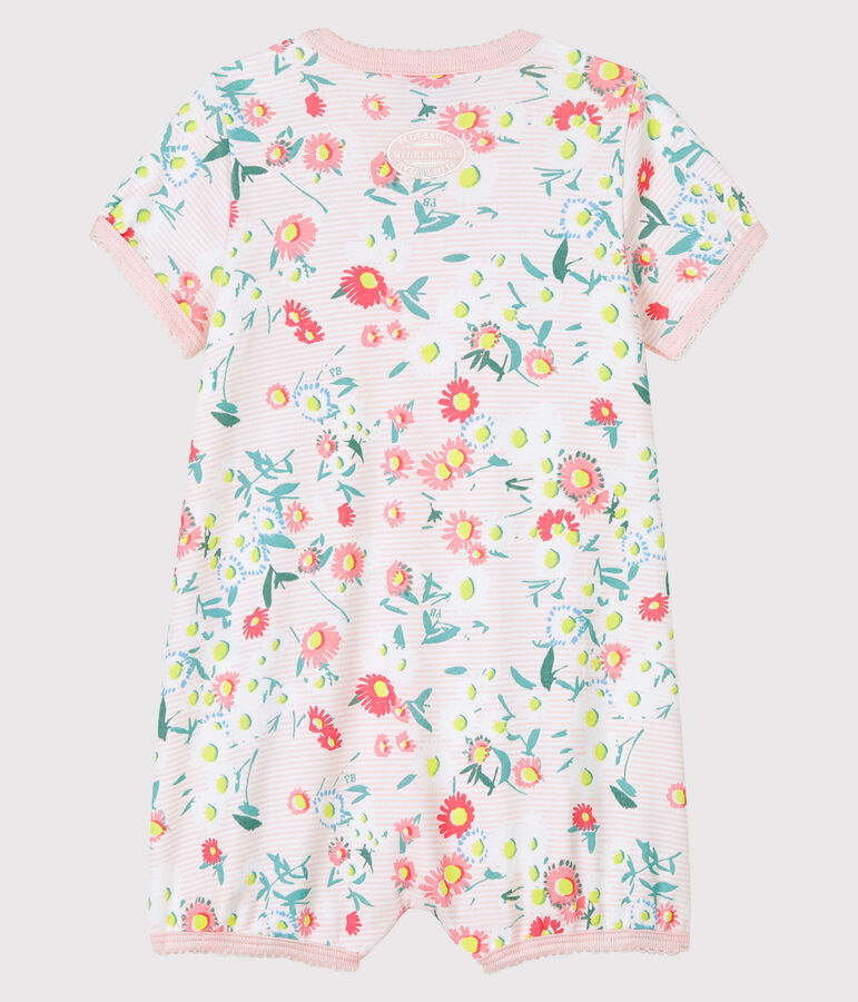 Combicourt milleraies rose b&eacute;b&eacute; fille en c&ocirc;te blanc MARSHMALLOW/blanc MULTICO