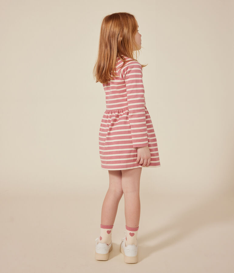 Robe manches longues en coton &eacute;pais enfant fille rose ROSEWOOD/ AVALANCHE