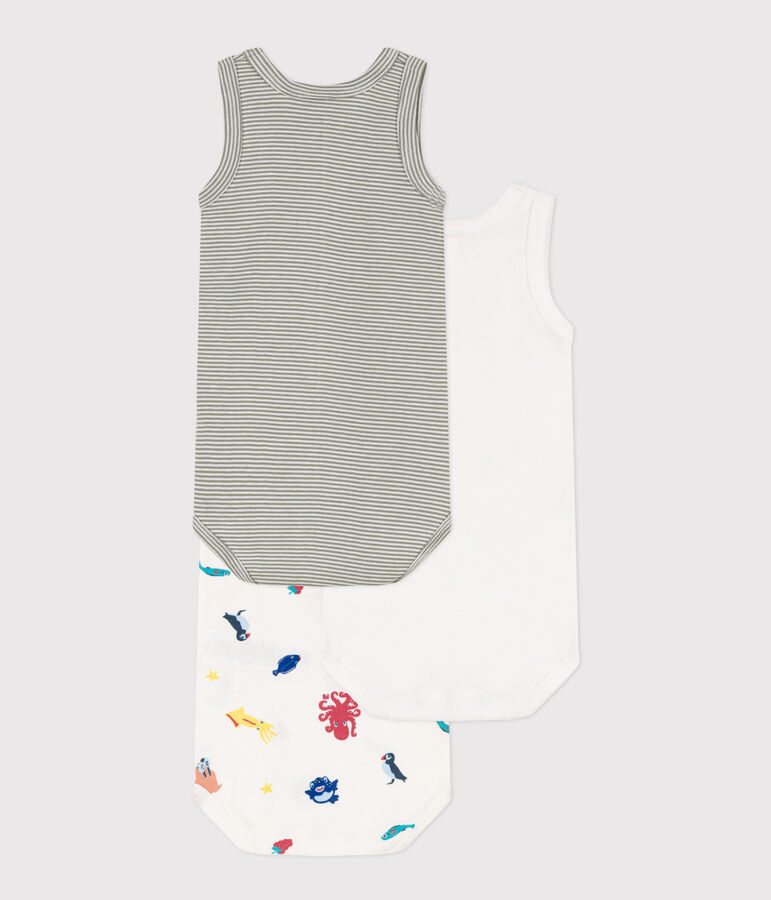 Lot de 3 bodies d&eacute;bardeurs animaux marins en coton multicouleur