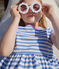 Robe rayée manches courtes en coton enfant fille GAULOISE/ MARSHMALLOW