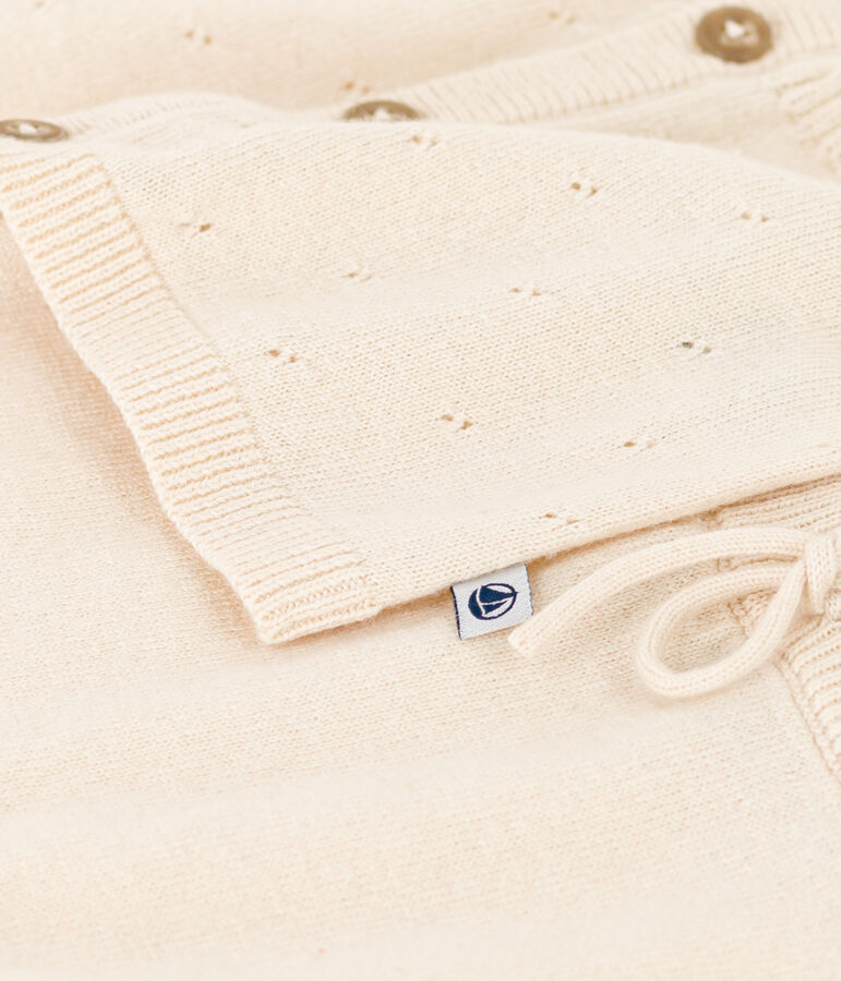 Ensemble en tricot laine et coton b&eacute;b&eacute; &eacute;cru