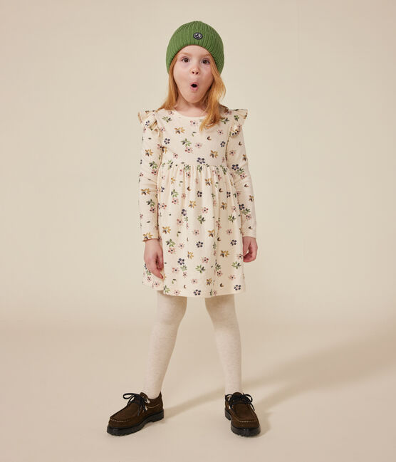 Robe manches longues en tubique enfant fille blanc AVALANCHE/ MULTICO