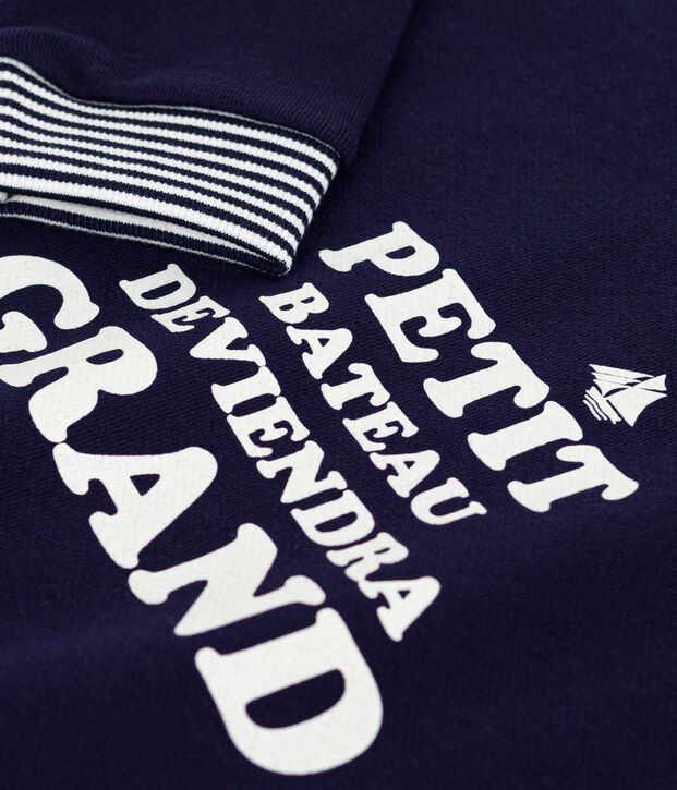 Sweatshirt enfant en coton imprim&eacute; bleu marine